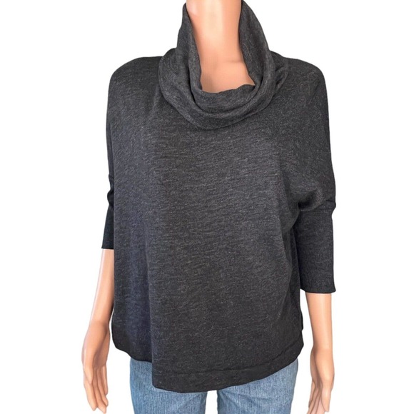 Old Navy Top Women’s XS Heather Gray Half Sleeve Cowl Neck Cotton Blend - Picture 1 of 5